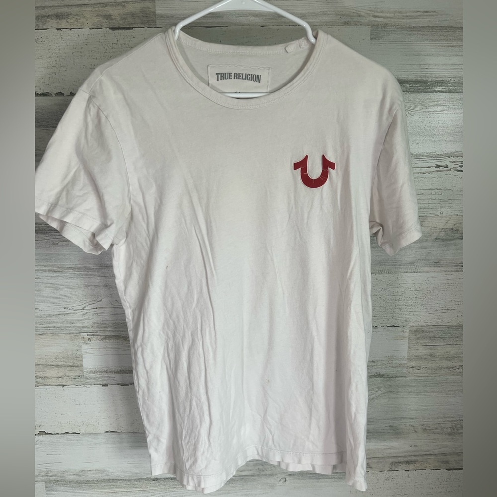 True Religion Men's RedClassic Buddha Logo Tee T-Shirt in White